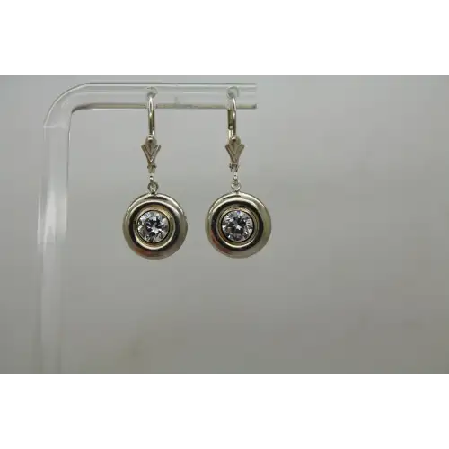 JCM JACMEL MAURITIUS 14k Y.G. .925 S.S. Bezel Set CZ ROUND dangles #