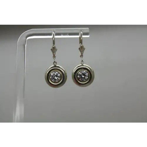 JCM JACMEL MAURITIUS 14k Y.G. .925 S.S. Bezel Set CZ ROUND dangles #