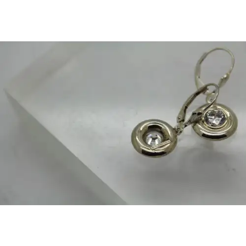 JCM JACMEL MAURITIUS 14k Y.G. .925 S.S. Bezel Set CZ ROUND dangles #