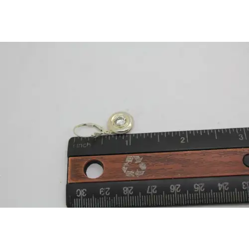 JCM JACMEL MAURITIUS 14k Y.G. .925 S.S. Bezel Set CZ ROUND dangles #