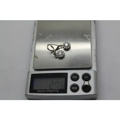JCM JACMEL MAURITIUS .925 S.S. FLOWER DESIGN DANGLES #