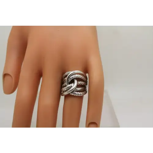JCM JACMEL MAURITIUS .925 S.S. INTERTWINED ROPE KNOT ring size 8