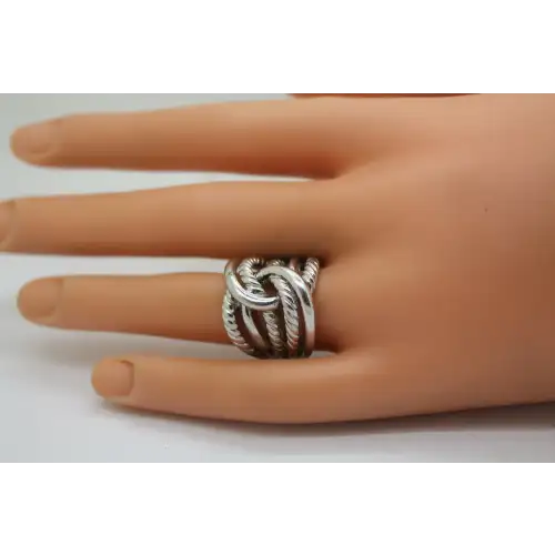 JCM JACMEL MAURITIUS .925 S.S. INTERTWINED ROPE KNOT ring size 8
