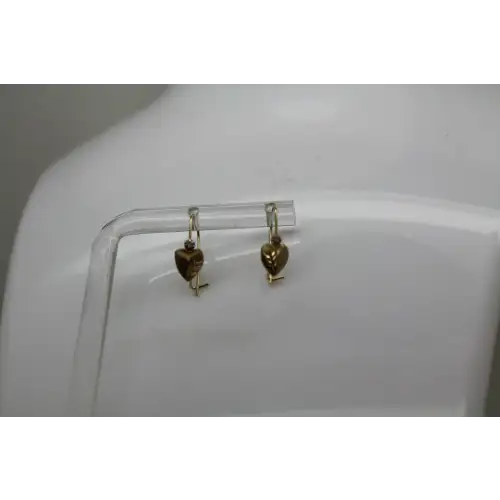 JCM JACMEL MAUTUIUS 14k Y.G. BRUSHED LASER CUT HEART DANGLES