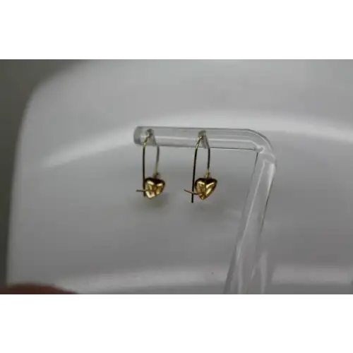 JCM JACMEL MAUTUIUS 14k Y.G. BRUSHED LASER CUT HEART DANGLES