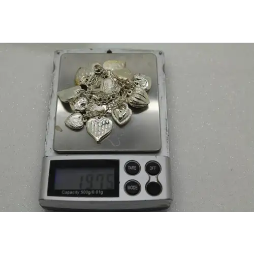 JCM MAURITUS .925 S.S. PUFFY HEARTS DANGLE CHARM bracelet 8