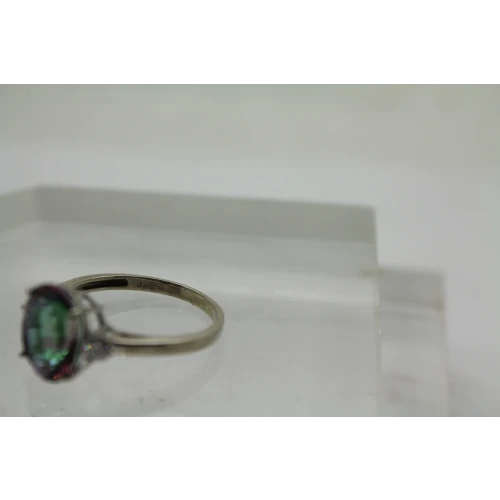 JH YOUNG .925 S.S. Oval Cut MYSTIC QUARTZ w/acc ring size 9.75 #