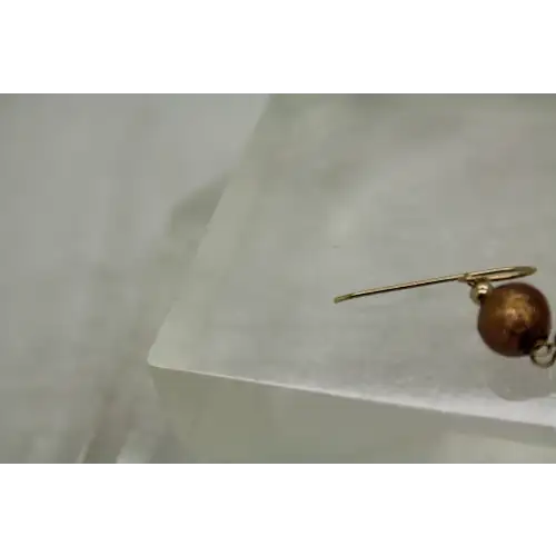 JJT 14k Y.G. METALLIC GOLD & LIGHT BLUE MURANO GLASS BEAD dangle