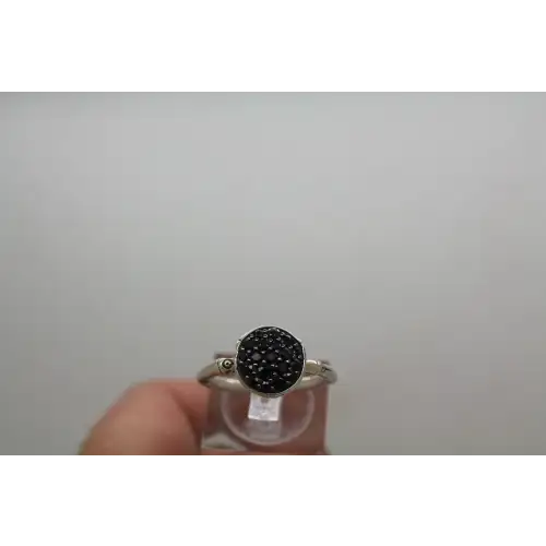 JOHN HARDY .925 S.S. BLACK SAPPHIRE CLUSTER BAMBOO ring size 7