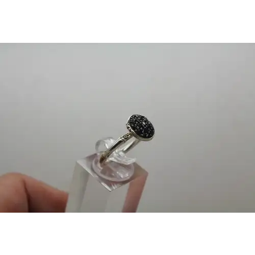 JOHN HARDY .925 S.S. BLACK SAPPHIRE CLUSTER BAMBOO ring size 7