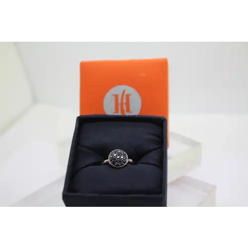JOHN HARDY .925 S.S. BLACK SAPPHIRE CLUSTER BAMBOO ring size 7