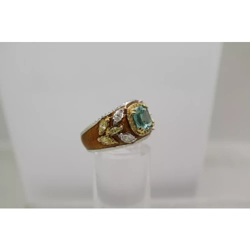 JOSEPH ESPOSITO .925 S.S. ENAMELED BLUE,GOLD, CLEAR CZ ring size 8