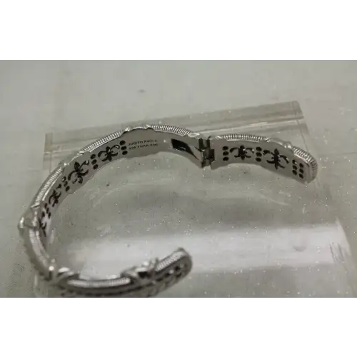 JUDITH RIPKA .925 S.S. AMETHYST HEAVY CABLE HINGED cuff bracelet