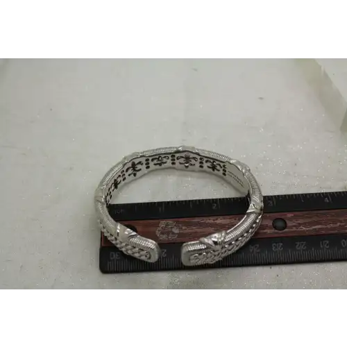 JUDITH RIPKA .925 S.S. AMETHYST HEAVY CABLE HINGED cuff bracelet