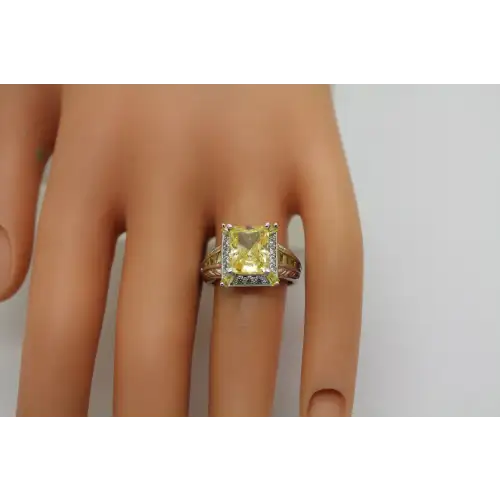 JUDITH RIPKA .925 S.S. CANARY CRYSTAL DIAMOND ring size 6.5 #
