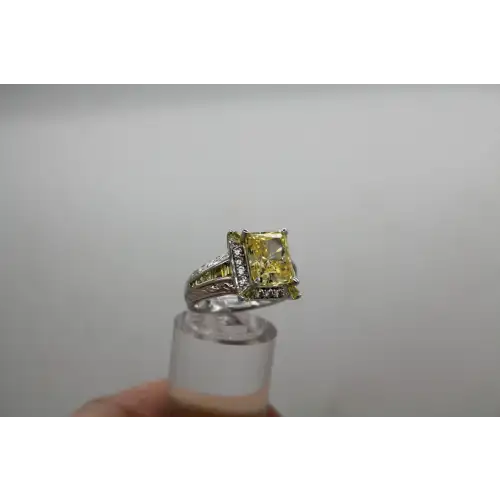 JUDITH RIPKA .925 S.S. CANARY CRYSTAL DIAMOND ring size 6.5 #