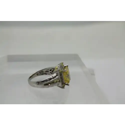 JUDITH RIPKA .925 S.S. CANARY CRYSTAL DIAMOND ring size 6.5 #