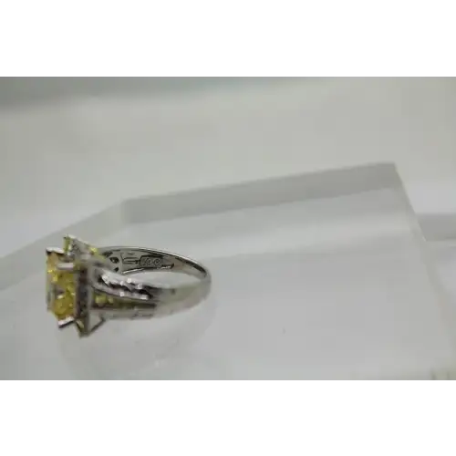 JUDITH RIPKA .925 S.S. CANARY CRYSTAL DIAMOND ring size 6.5 #