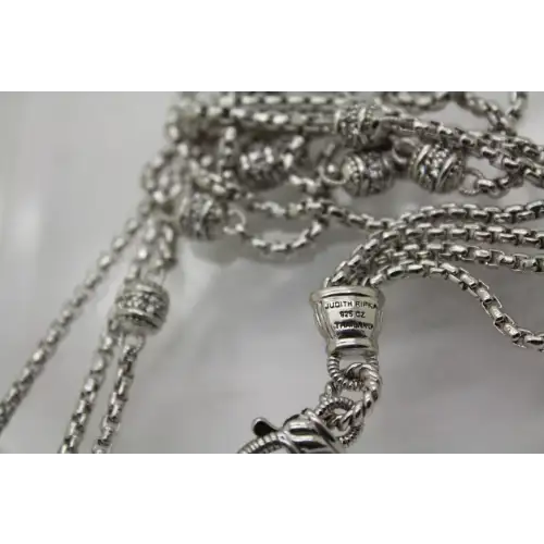 JUDITH RIPKA .925 S.S. CZ STATION Multi LAYERS 3 STRAND necklace
