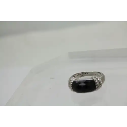 JUDITH RIPKA .925 S.S. FACETED ONYX TEXTURED ring size 8 #