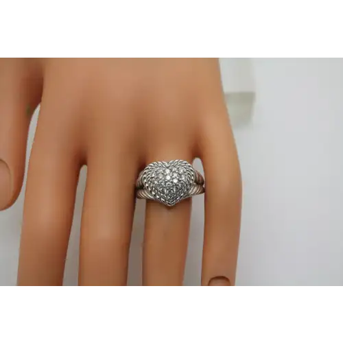 JUDITH RIPKA .925 S.S. PAVE CZ HEART ring size 8 #