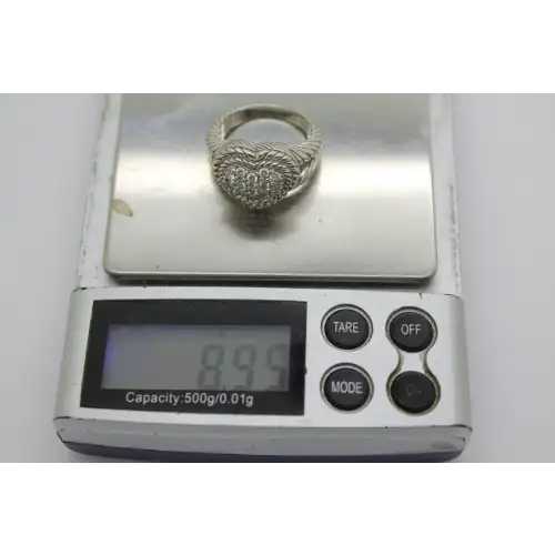 JUDITH RIPKA .925 S.S. PAVE CZ HEART ring size 8 #