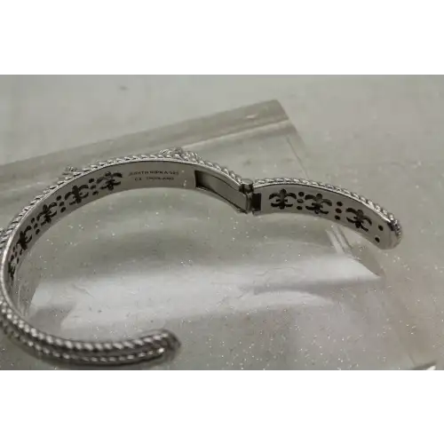 JUDITH RIPKA .925 S.S PAVE CZ THREE HEARTS CABLE HINGED cuff