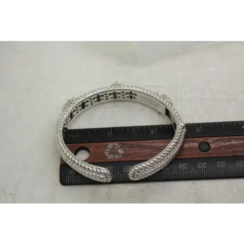 JUDITH RIPKA .925 S.S PAVE CZ THREE HEARTS CABLE HINGED cuff