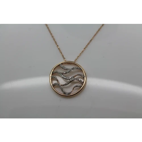JWBR 10k R.G. PAVE DIAMOND OPENWORK CIRCLE pendant necklace 18