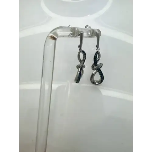 JWBR .925 S.S. BLACK & WHITE DIAMOND INFINITY LOOP DANGLE earrings (2)
