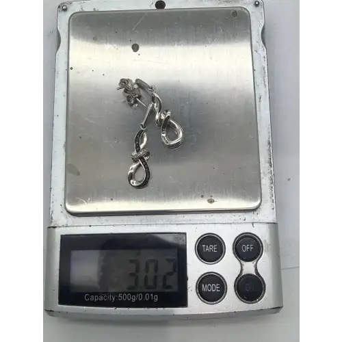 JWBR .925 S.S. BLACK & WHITE DIAMOND INFINITY LOOP DANGLE earrings (7)