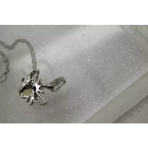 JWBR .925 S.S. CITRINE, SAPPHIRE & DIAMOND BUMBLE BEE necklace 18
