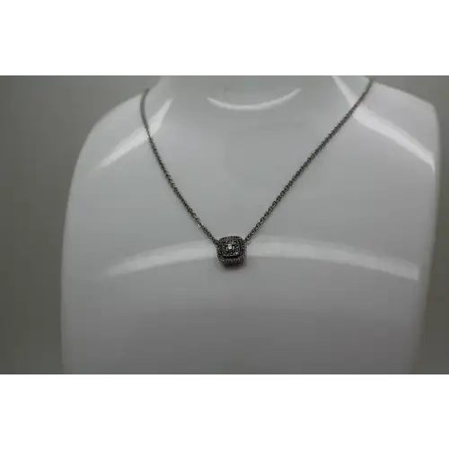 JWBR .925 S.S. DIAMOND DOUBLE HALO SQUARE pendant necklace