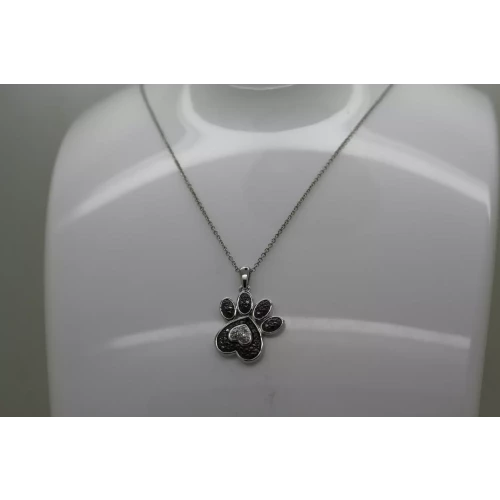 JWBR .925 S.S. HEART DESIGN PAW PRING DIAMOND acc. necklace 18