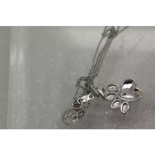 JWBR .925 S.S. HEART DESIGN PAW PRING DIAMOND acc. necklace 18