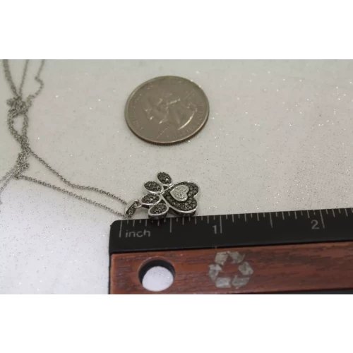 JWBR .925 S.S. HEART DESIGN PAW PRING DIAMOND acc. necklace 18