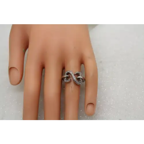 JWBR JANE SEYMOUR .925 S.S. DIAMOND OPEN HEART ring size 6.25