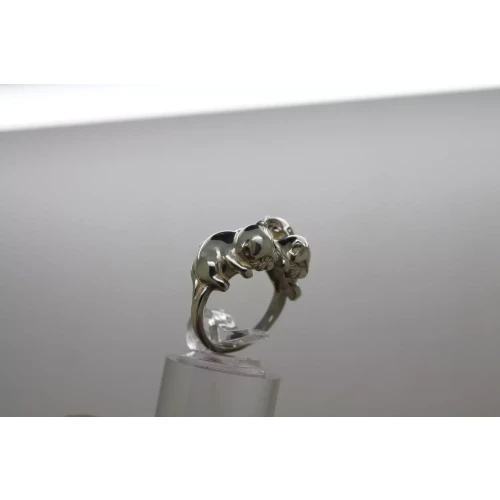 KABANA .925 S.S. 3D PLAYFUL KITTENS Design ring size 5.75