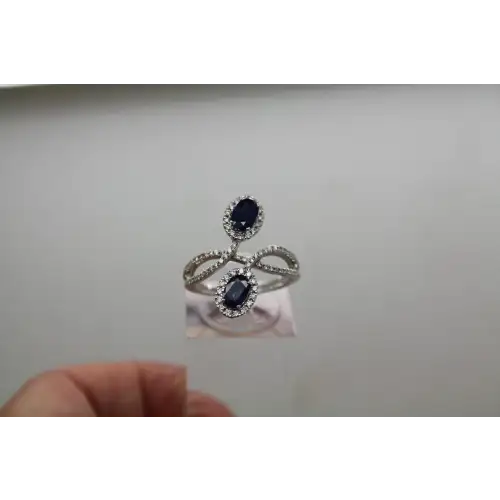 KALLATI 14k W.G. 1.10ctw SAPPHIRE & .33ctw DIAMOND CROSSOVER ring