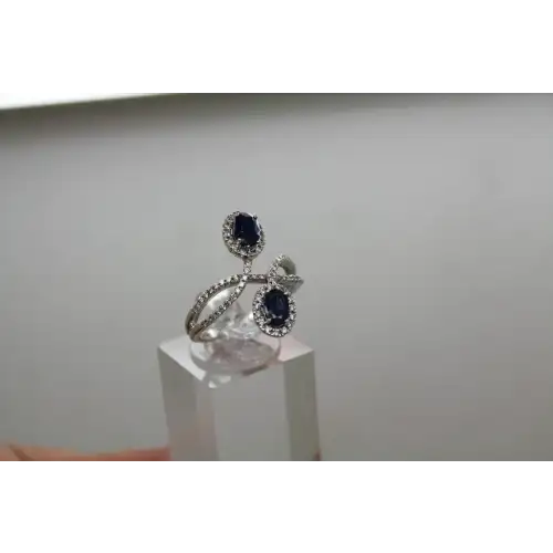 KALLATI 14k W.G. 1.10ctw SAPPHIRE & .33ctw DIAMOND CROSSOVER ring