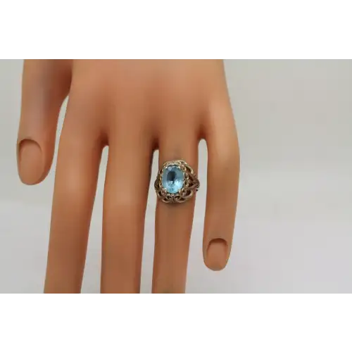 KBN KABANA .925 S.S. Oval BLUE TOPAZ FILIGREE ring size 5.25