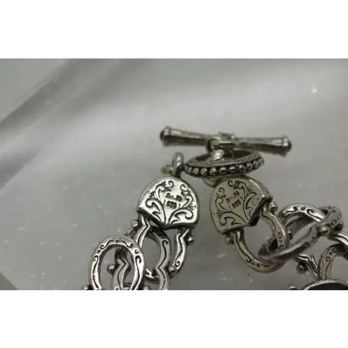 KONSTANTINO .925 S.S. ETCHED FILIGREE LINK GARNET TOGGLE #