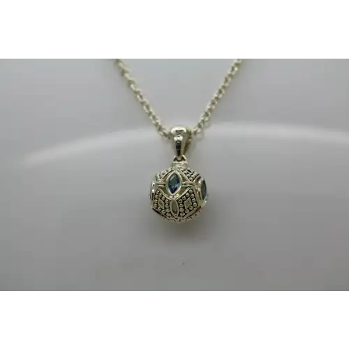 LAGOS .925 S.S. CAVIAR 6 STATION BLUE TOPAZ BALL DROP necklace #