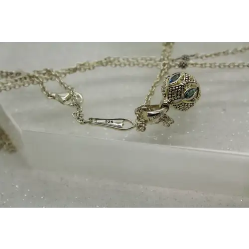 LAGOS .925 S.S. CAVIAR 6 STATION BLUE TOPAZ BALL DROP necklace #