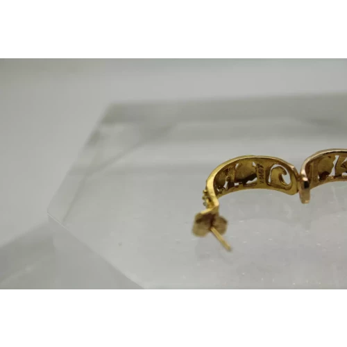 LANDSTROM'S 10k Black Hills Gold GRAPE LEAF DESIGN HALF HOOP Earrings