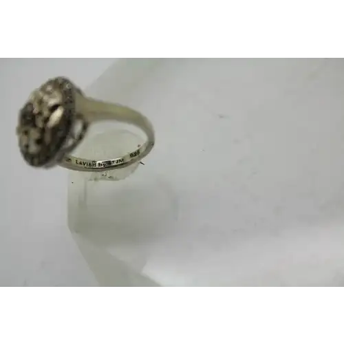 LAVISH by TJM .925 S.S. MARCASITE FLORAL DOME DESIGN ring size 6 (3)