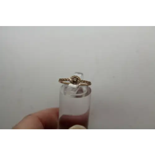 Le VIAN 14k Strawberry Gold .26ctw CHOCOLATE & NUDE DIAMOND HALO #