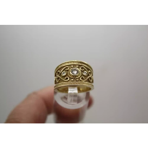 LE VIAN 14k Y.G. .24ctw DIAMOND ETRUSCAN REVIVAL BAND ring size 6.75