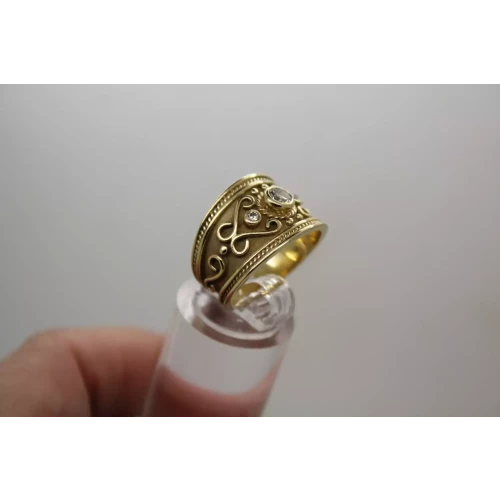 LE VIAN 14k Y.G. .24ctw DIAMOND ETRUSCAN REVIVAL BAND ring size 6.75