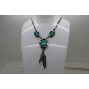 LEONARD MARIAN NEZ NAVAJO .925 S.S. TURQUOISE DROP necklace 22